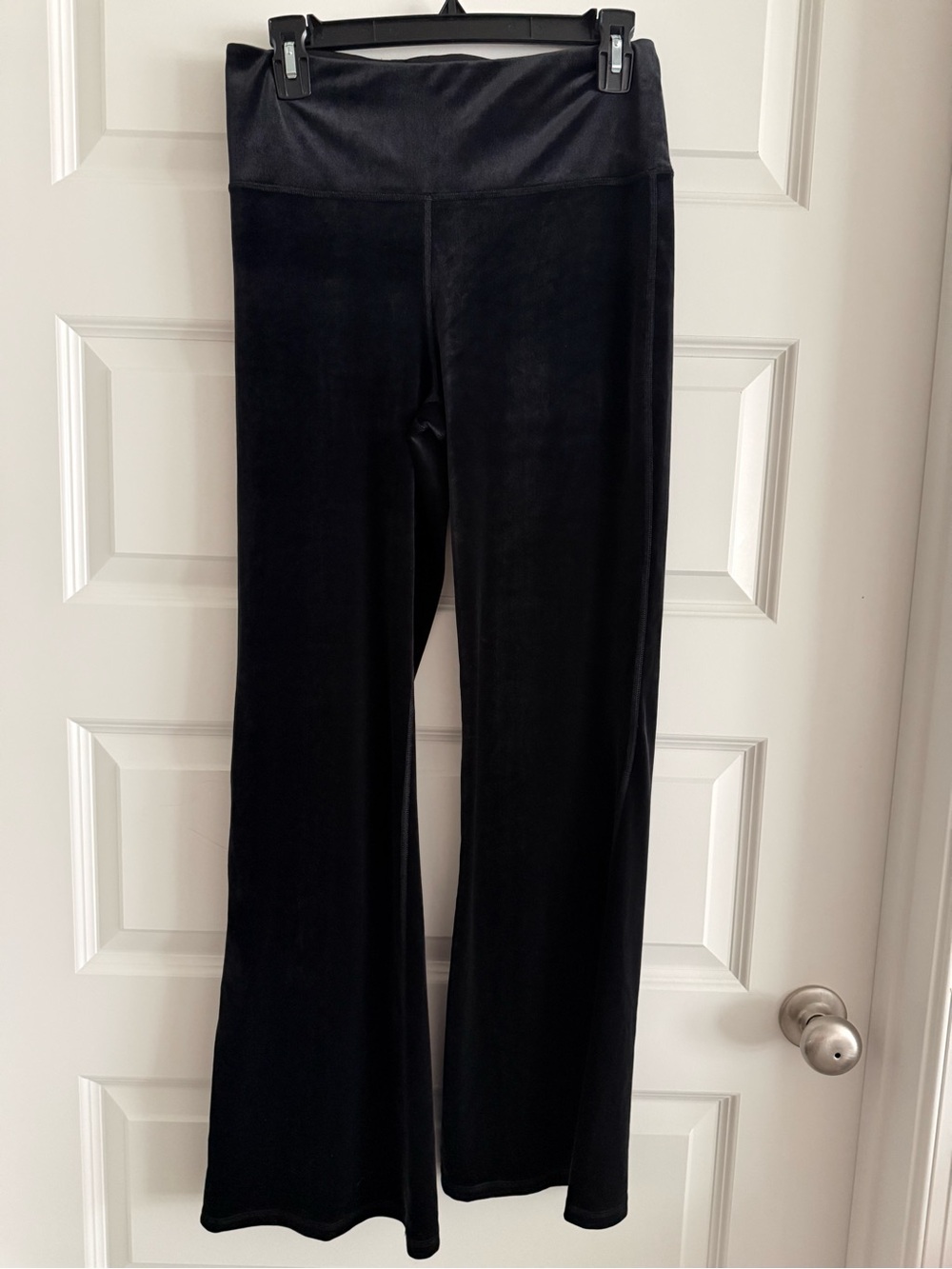 Athleta Black Wide-Leg Velvet Yoga Pants